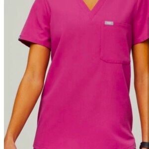 Figs Catrina Hot Pink #  V-Neck Scrub Top XL